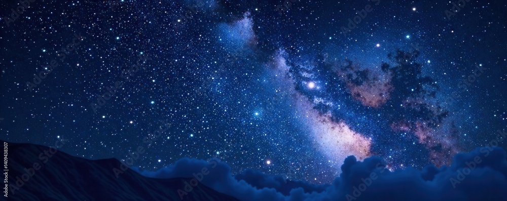Fototapeta premium Celestial night sky with twinkling stars on a dark canvas , space, cosmos, astronomy