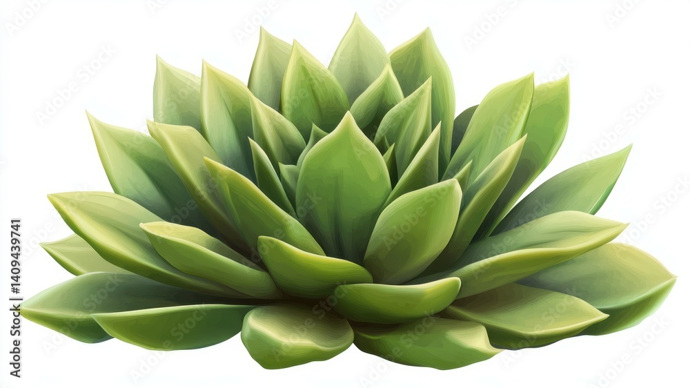 Illustration of a single green succulent plant on a white background. Illustration of a single green succulent plant on a white background.