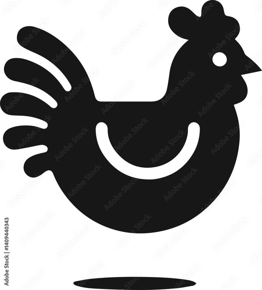 Fototapeta premium Simple Elegant Minimalist Black Silhouette of Chicken, Vector Chicken Art and Illustration Design