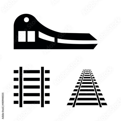 Train Icon with Railway Tracks Vector Illustration