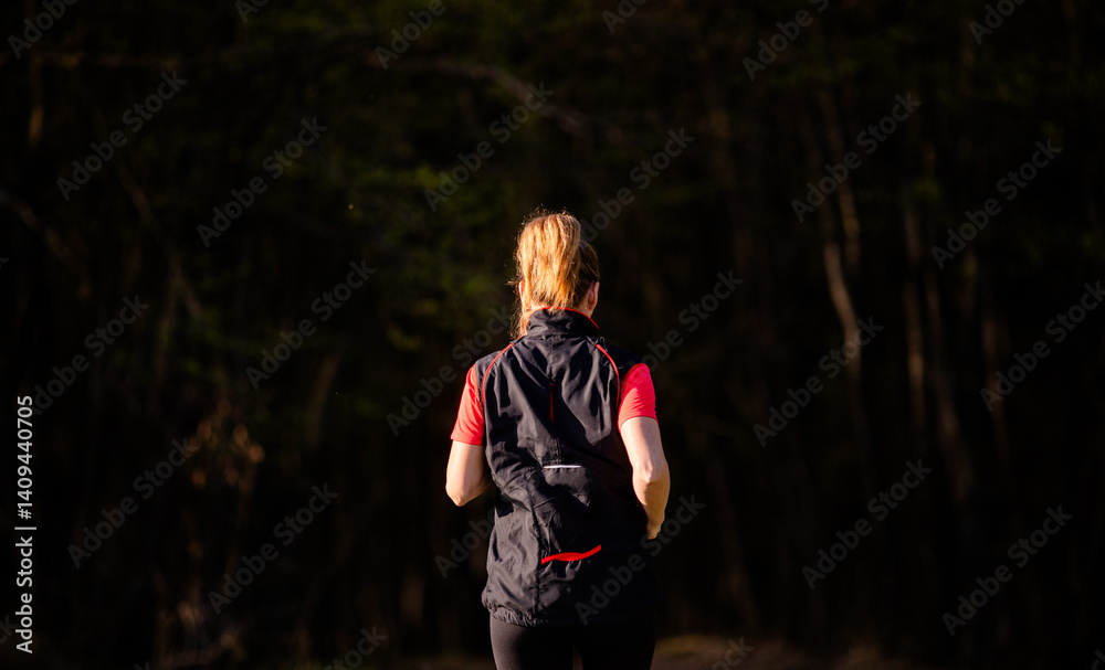 fit happy woman running with her dog outdoors