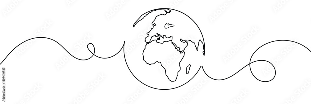Earth globe one line drawing of world map vector illustration minimalist design of minimalism isolated on white background Earth globe one line drawing of world map vector illustration minimalist design of minimalism isolated on white background