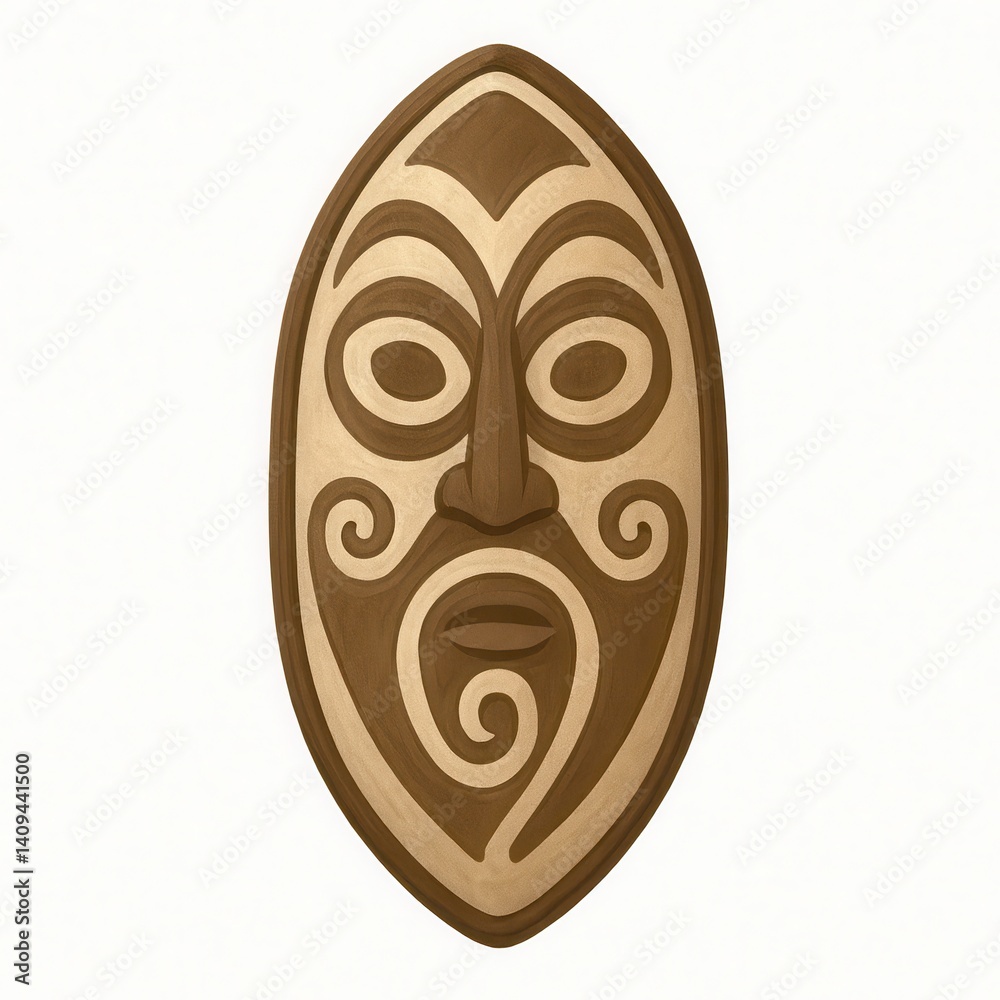 Artistic mask displayed on a white background showcasing intricate details and vivid colors in a unique design Artistic mask displayed on a white background showcasing intricate details and vivid colors in a unique design