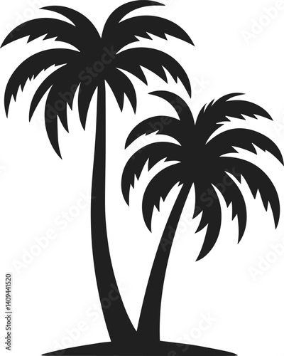 Simple Elegant Minimalist black color silhouette of Palm Tree, Palm Tree Vector Art Illustration, Drawing of Palm Tree Illustration, Vector Palm Tree Design Elements
