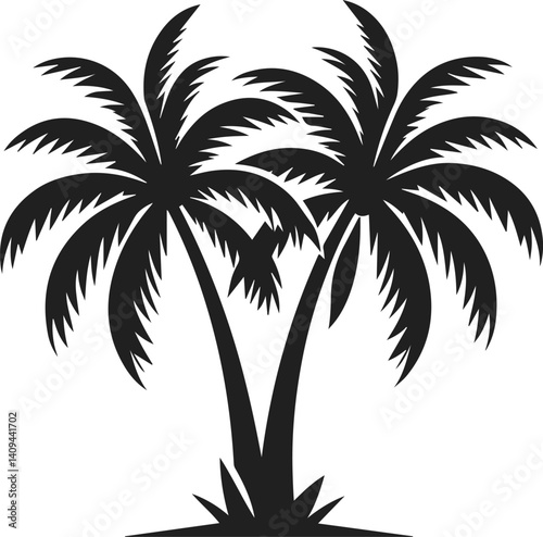 Simple Elegant Minimalist black color silhouette of Palm Tree, Palm Tree Vector Art Illustration, Drawing of Palm Tree Illustration, Vector Palm Tree Design Elements
