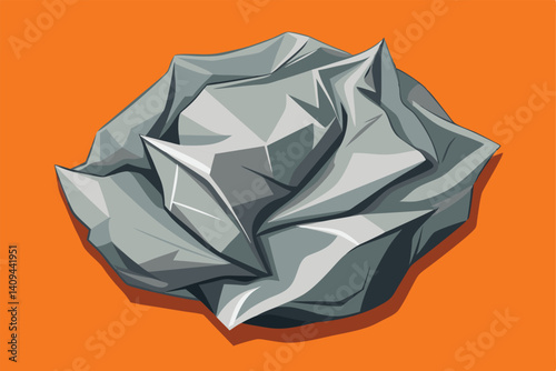 Illustration of a crumpled paper ball on an orange background