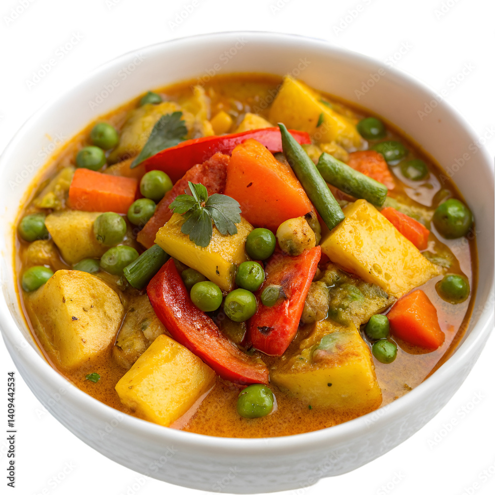 Mix vegetable curry in bowl isolated on transparent background Mix vegetable curry in bowl isolated on transparent background