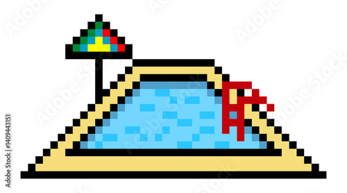 Swimming pool with pixel art style