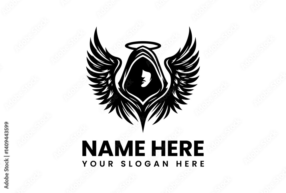 Fototapeta premium Bold Dark Angel with Sword Graphic. Powerful Mythical Design