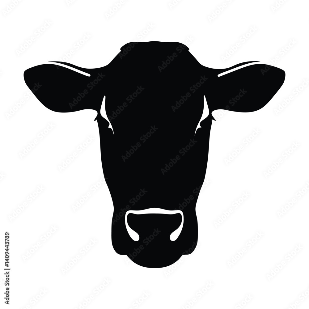 Cow head vector silhouette