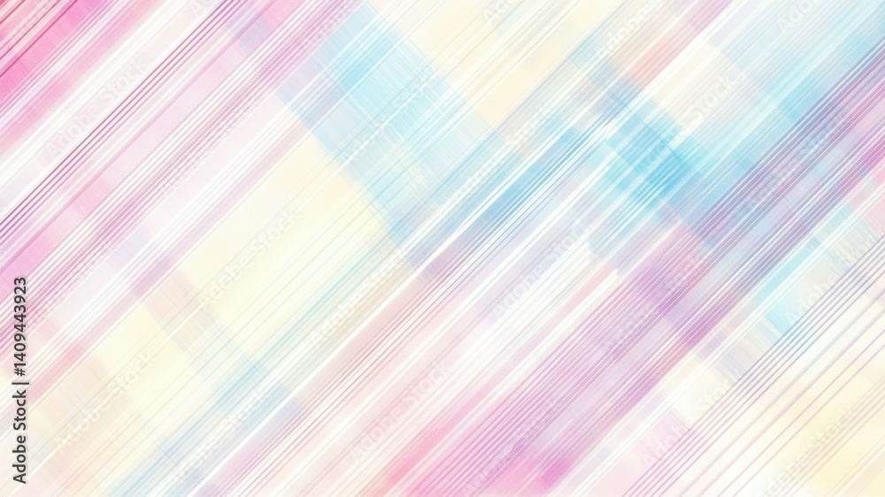 Fototapeta premium Abstract light pastel pattern of diagonal lines and blurry colors.