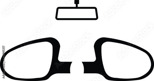 car rear view mirror icon set. Car rear and side mirror icon