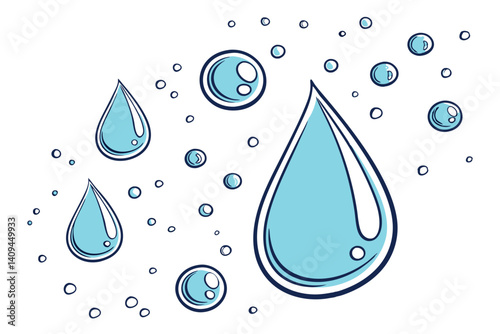 water drops on blue vector water