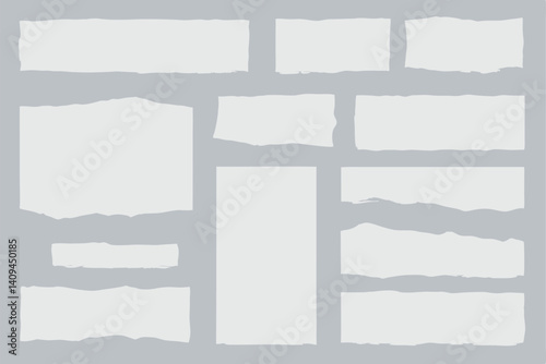 Torn Paper Pieces Collection on Transparent Background for Collage and Scrapbooking Design