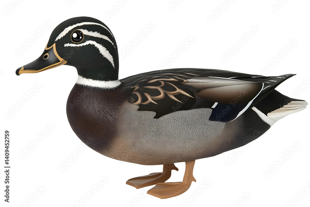 Obraz premium Detailed closeup of gray brown duck