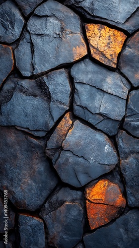 Textured Stone Phone Wallpaper   Dark Irregular Stones with Warm Orange Highlights on Rustic Background | Earthy Mobile Background in 4K HD

