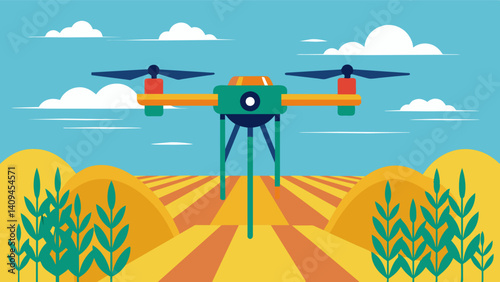 Equipped with obstacle avoidance technology these drones can navigate through complex fields and obstacles ensuring they reach every inch of the crop for optimal treatment.. Vector illustration