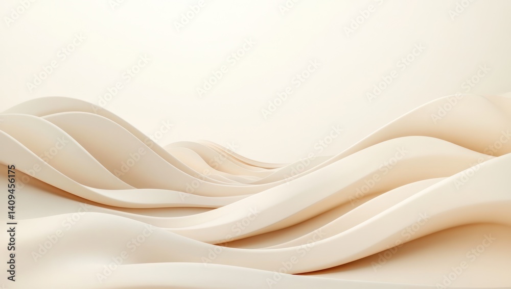 Abstract smooth curves, beige background, 3D render, modern design, product presentation Abstract smooth curves, beige background, 3D render, modern design, product presentation