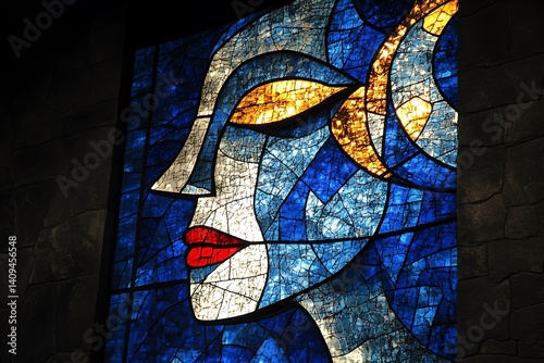 Stained Glass Woman Profile (1)