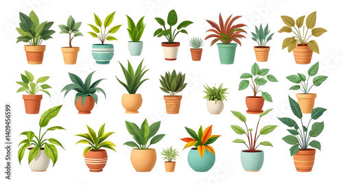 set of plants in pots