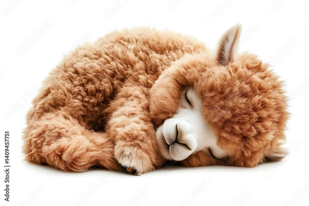 Obraz premium Adorable Alpaca Baby Sleeps Peacefully