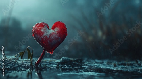Heart-Shaped Leaf: A Moody, Romantic Nature Scene
