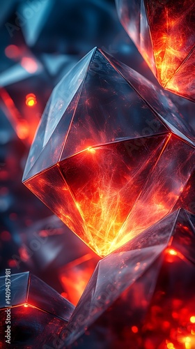 Glowing Crystal Phone Wallpaper   Translucent Crystals with Orange & Red Light on Dark Reflective Background | Stunning Mobile Background in 4K HD

