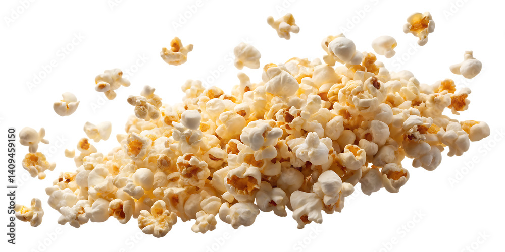 flying delicious popcorn isolated on white background PNG , AI GENERATED flying delicious popcorn isolated on white background PNG , AI GENERATED