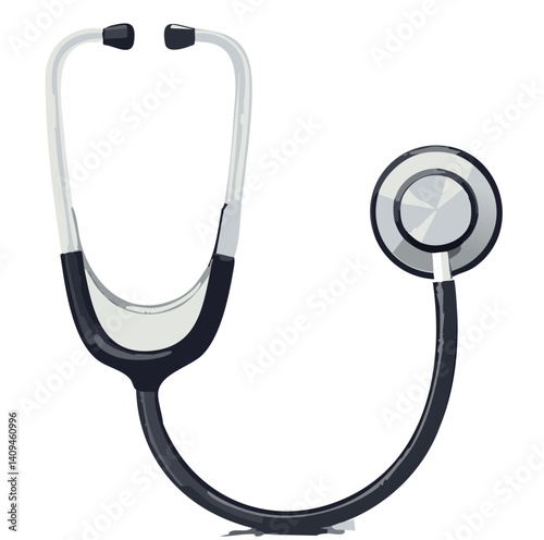 Modern Black and Silver Stethoscope Isolated on White Background

