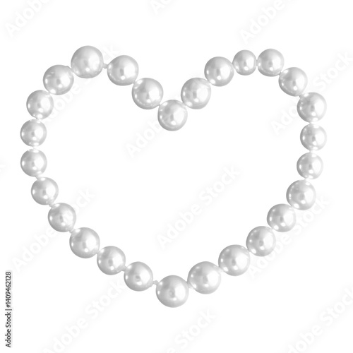 White pearl necklace shaped as heart on black background