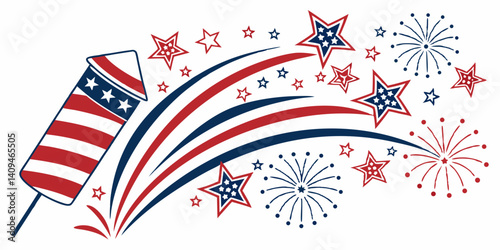 Patriotic Fireworks Celebrate Independence Day with Festive Designs