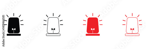 Siren icon set. emergency and ambulance symbol . emergency siren icon  . vector illustration . EPS 10 .