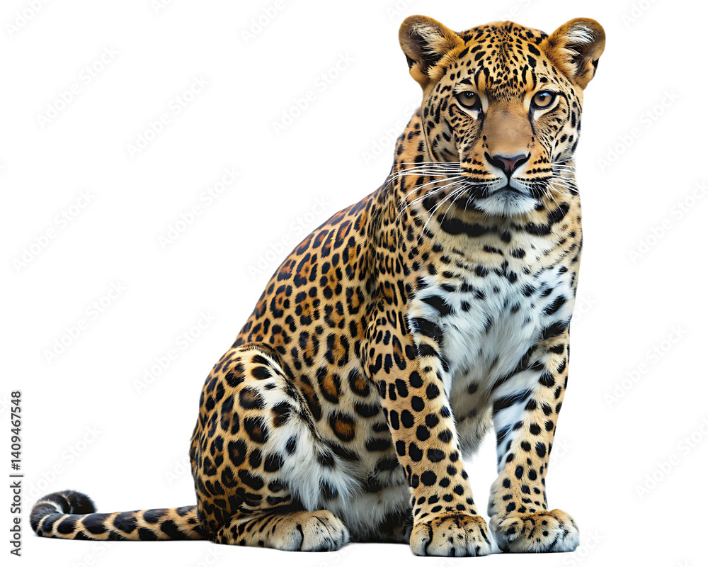 Fototapeta premium leopard isolated on white background PNG,AI GENERATED