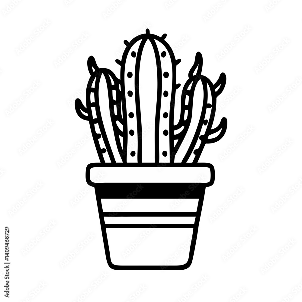 Cactus Arrangement in Pot Icon Representing Decorative Plant and Home Decor Cactus Arrangement in Pot Icon Representing Decorative Plant and Home Decor