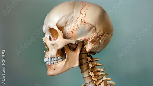 Obraz na płótnie A detailed anatomical model of a human skull long title A highly detailed and accurate anatomical w salonie