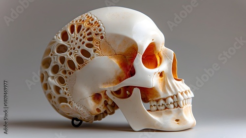 anatomical skull with patterned texture