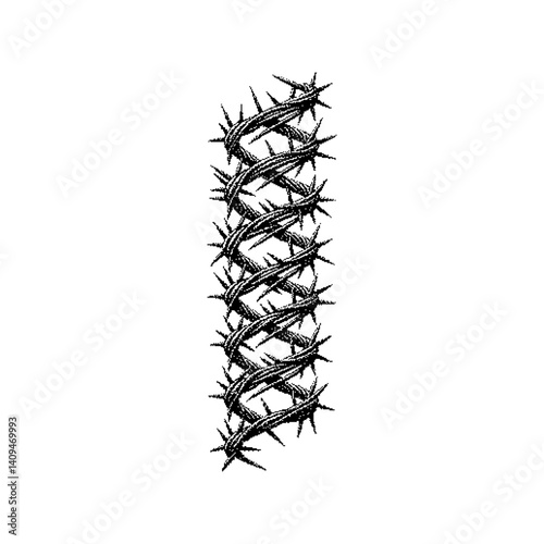 Abstract geometric design with organic structure in black and white