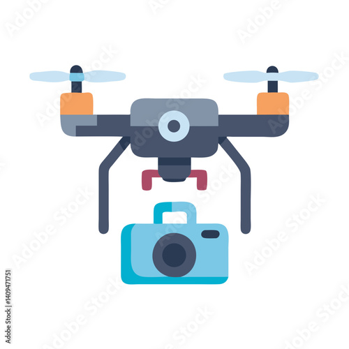 Drone with Camera Icon Representing Aerial Content and Photography