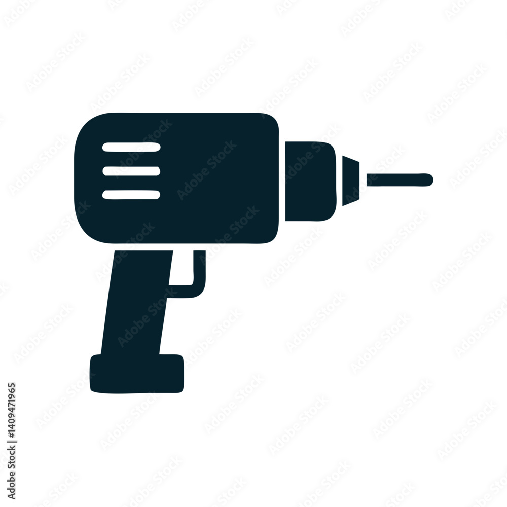 Electric Drill Icon Representing Power Tool and Construction Equipment Electric Drill Icon Representing Power Tool and Construction Equipment