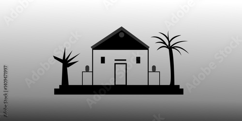a black and white illustration of a house with 