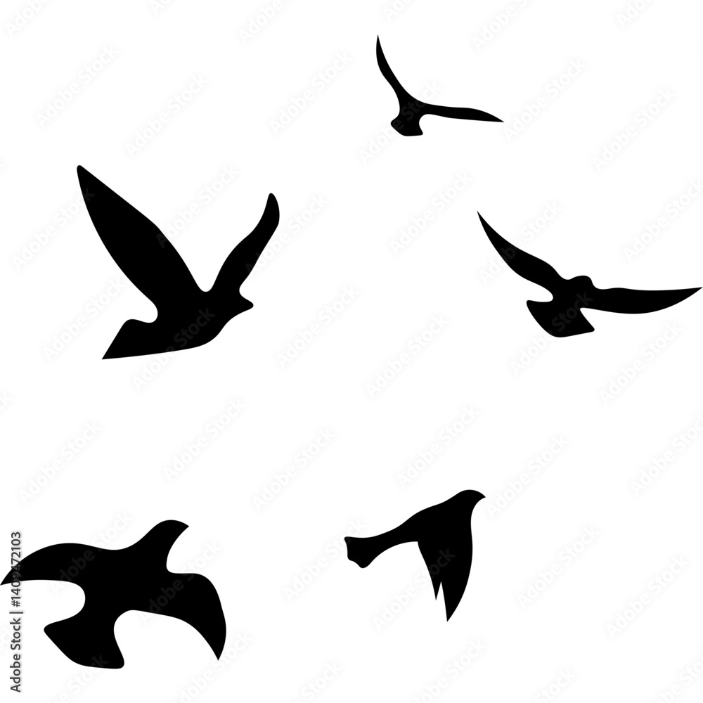 Fototapeta premium Flying Birds Silhouette