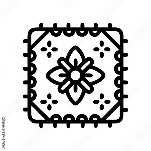 Embroidered Patch Icon Representing Decorative Textile Art and Craft