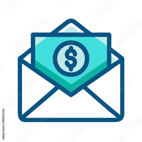 Envelope with Dollar Icon Representing Salary Payment and Financial Transaction