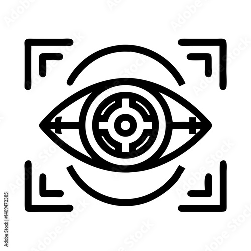 Eye with Scanner Frame Icon Representing AI Vision and Machine Learning