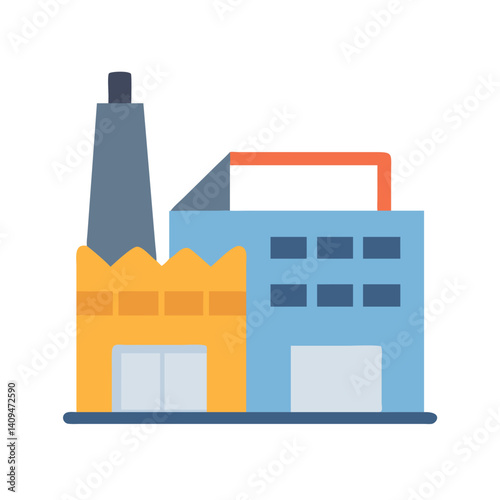 Factory Building Icon Representing Industrial Work and Manufacturing