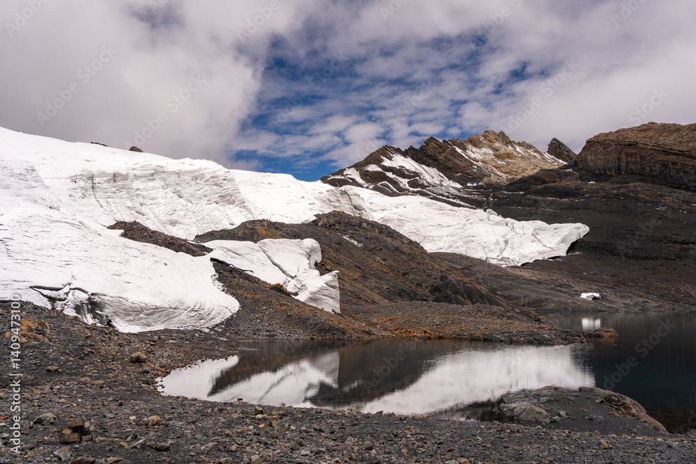 Pastoruri Glacier and its reflection in Huaraz, Peru’s Andean region