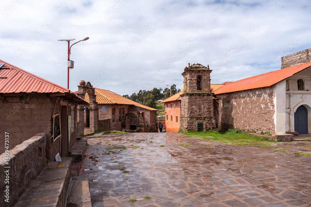 Traditional village on Taquile Island, Lake Titicaca, Peru