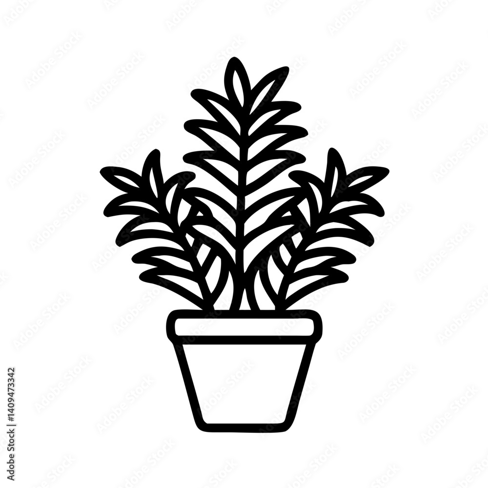 Fern in Pot Icon Representing Indoor Decorative Plant and Home Greenery Fern in Pot Icon Representing Indoor Decorative Plant and Home Greenery
