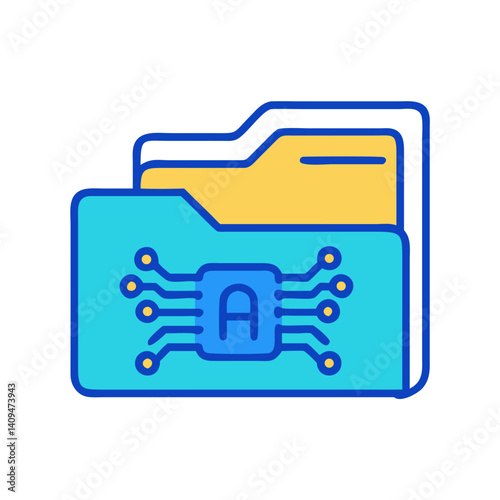 Folder with Circuits Icon Representing AI File and Digital Intelligence Storage