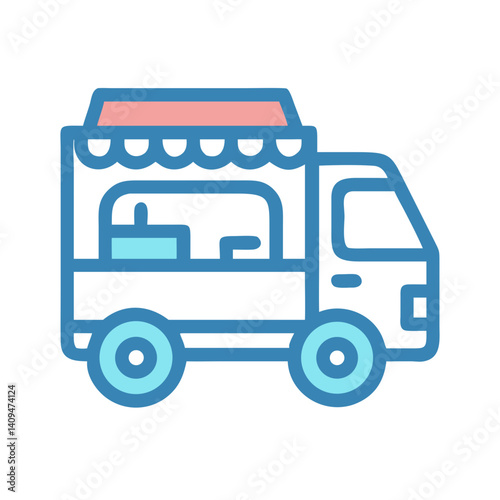 Food Truck Icon Representing Mobile Food Vendor and Street Cuisine Service